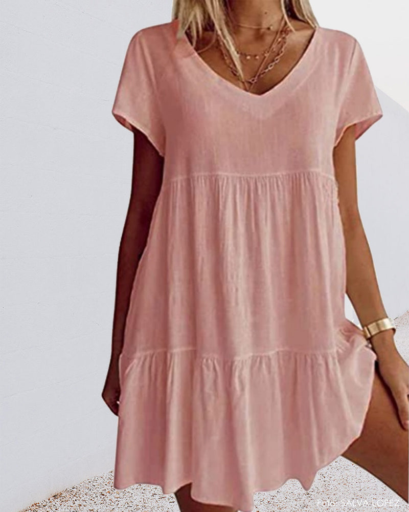 Robe ample décontractée à manches courtes