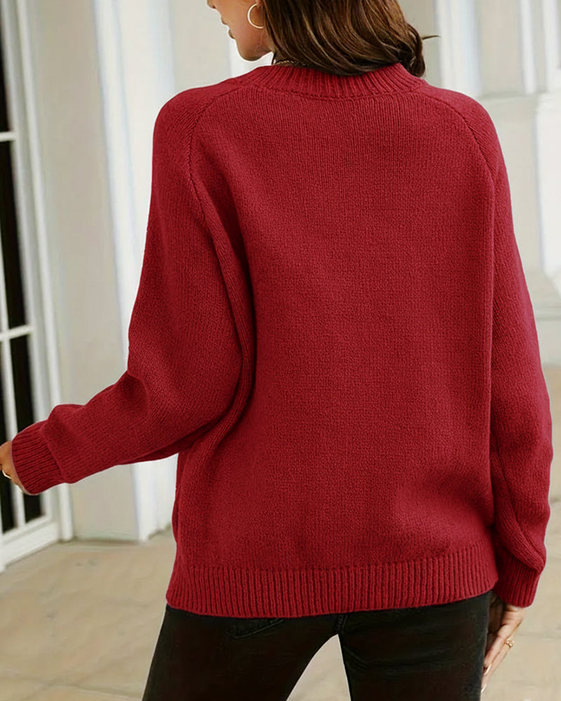 Pull Boutonné À Col Rond
