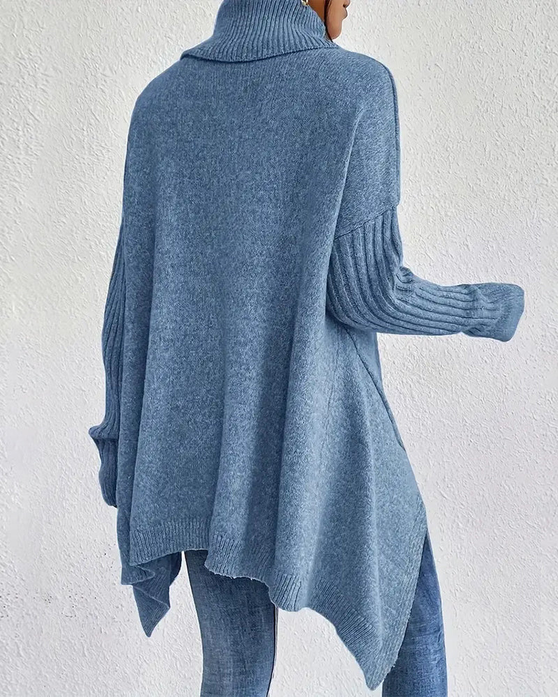 Pull Ample à Col Montant Asymétrique