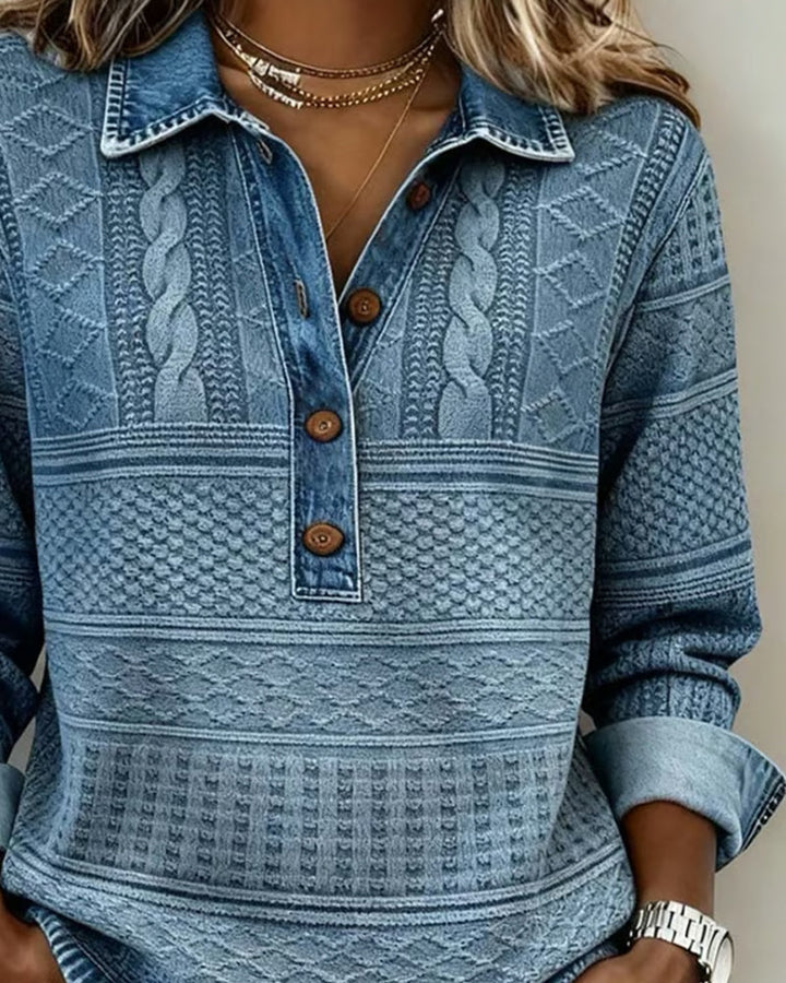 Sweat Tendance Demi-Boutonné Revers