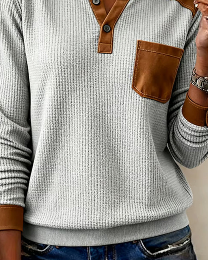 Sweat Éponge Casual Bloc de Couleur