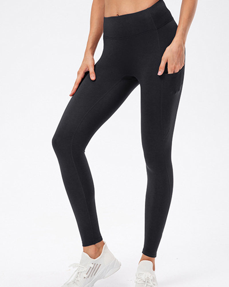 Legging de couleur unie avec poches en polaire