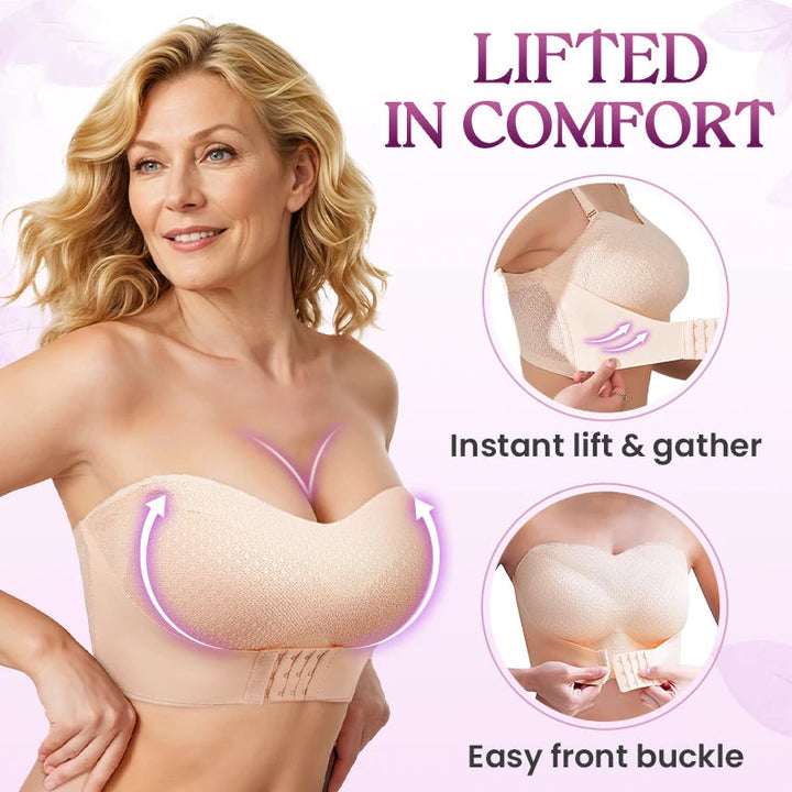 Soutien-Gorge Push-Up Sans Bretelles Confortable Anti-Glissant Avec Boucle Avant