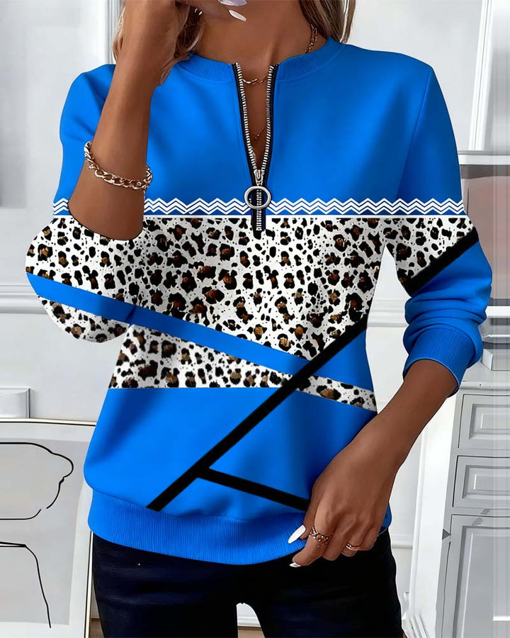Sweat-shirt à col zippé imprimé