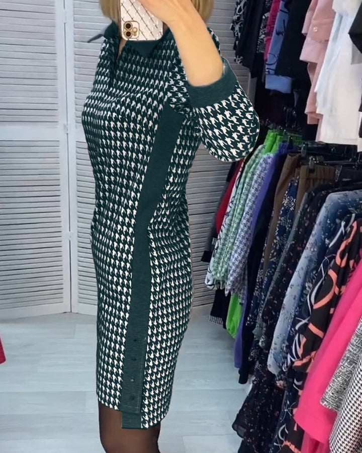 Robe à revers avec poche et carreaux