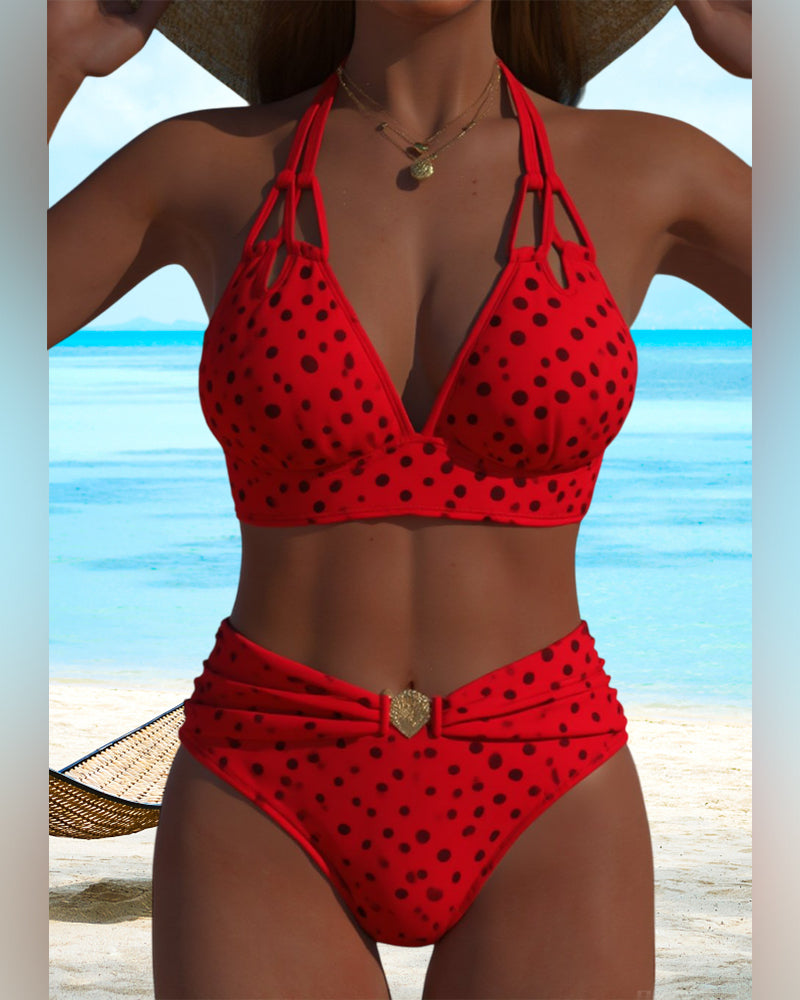 Maillot de bain deux pièces sexy à pois