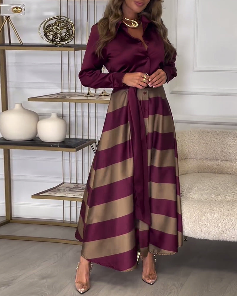 Robe élégante à rayures et à bretelles