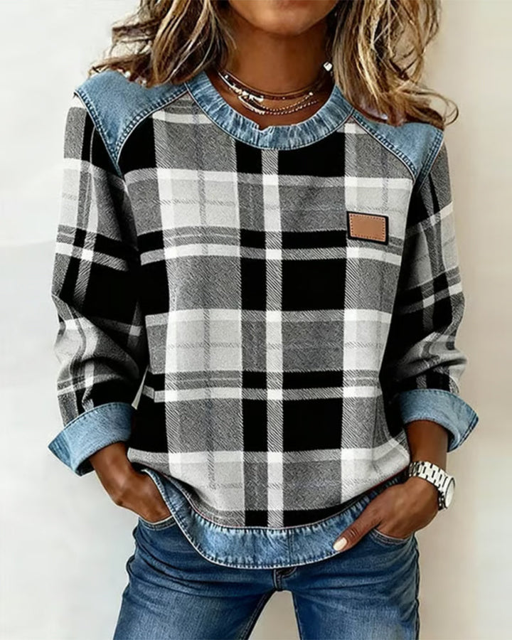 Sweat Tendance À Motif Patchwork À Carreaux