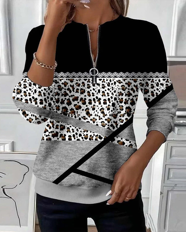 Sweat-shirt à col zippé imprimé