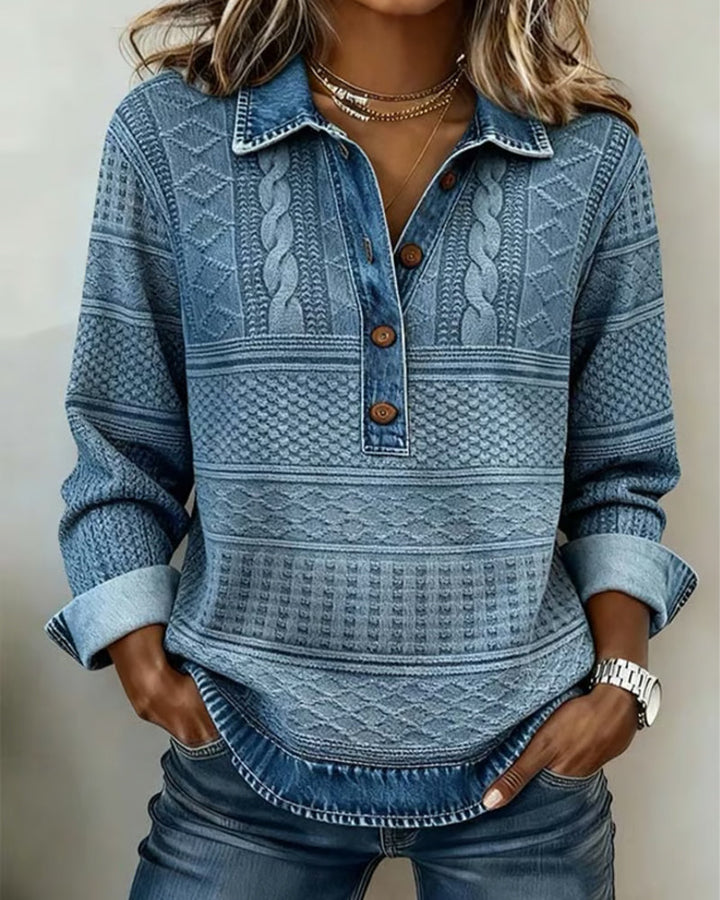 Sweat Tendance Demi-Boutonné Revers