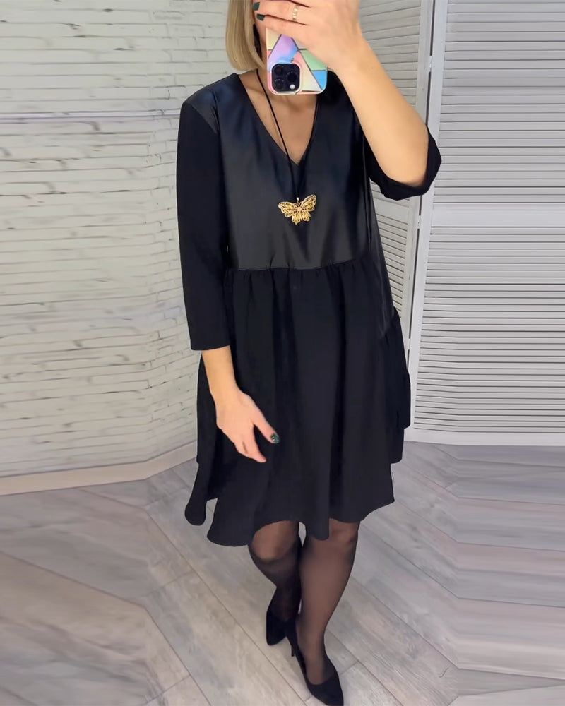 Robe patchwork à col en V
