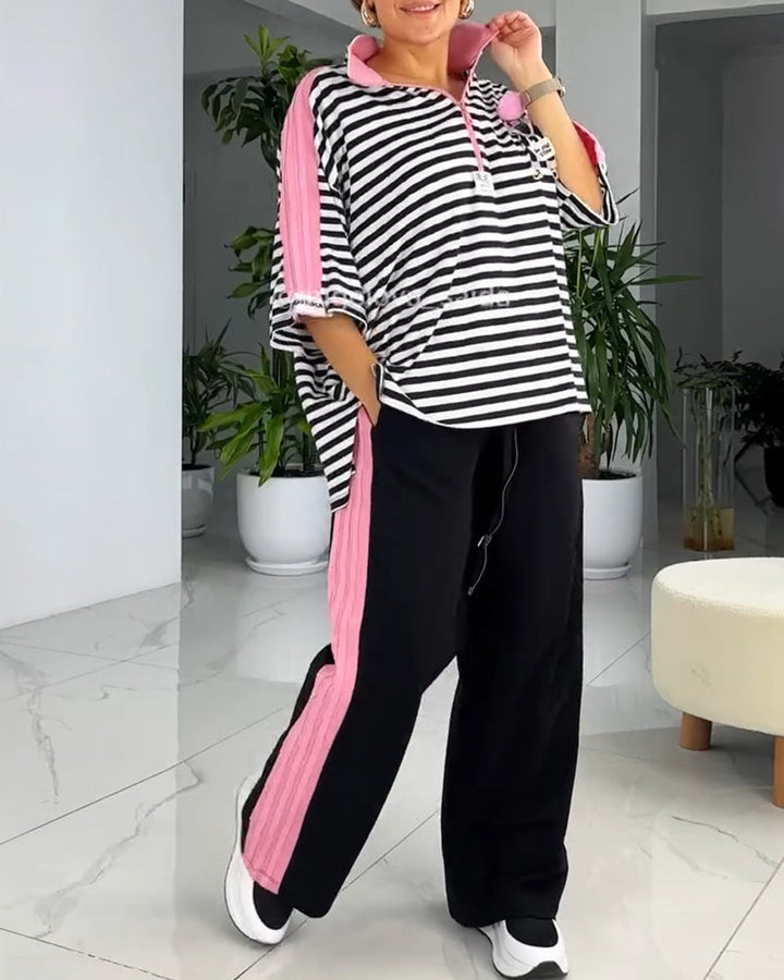 Costume Imprimé Rayé Pantalon Large