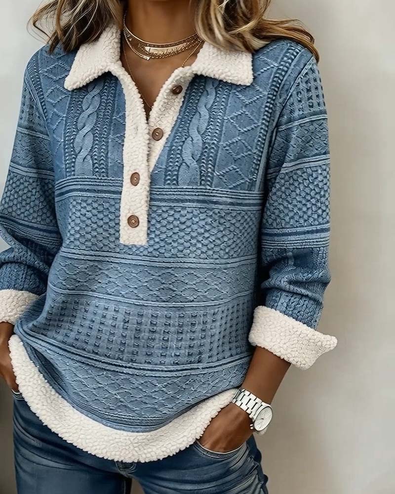 Sweat-Shirt À Col Patchwork Mode Décontracté
