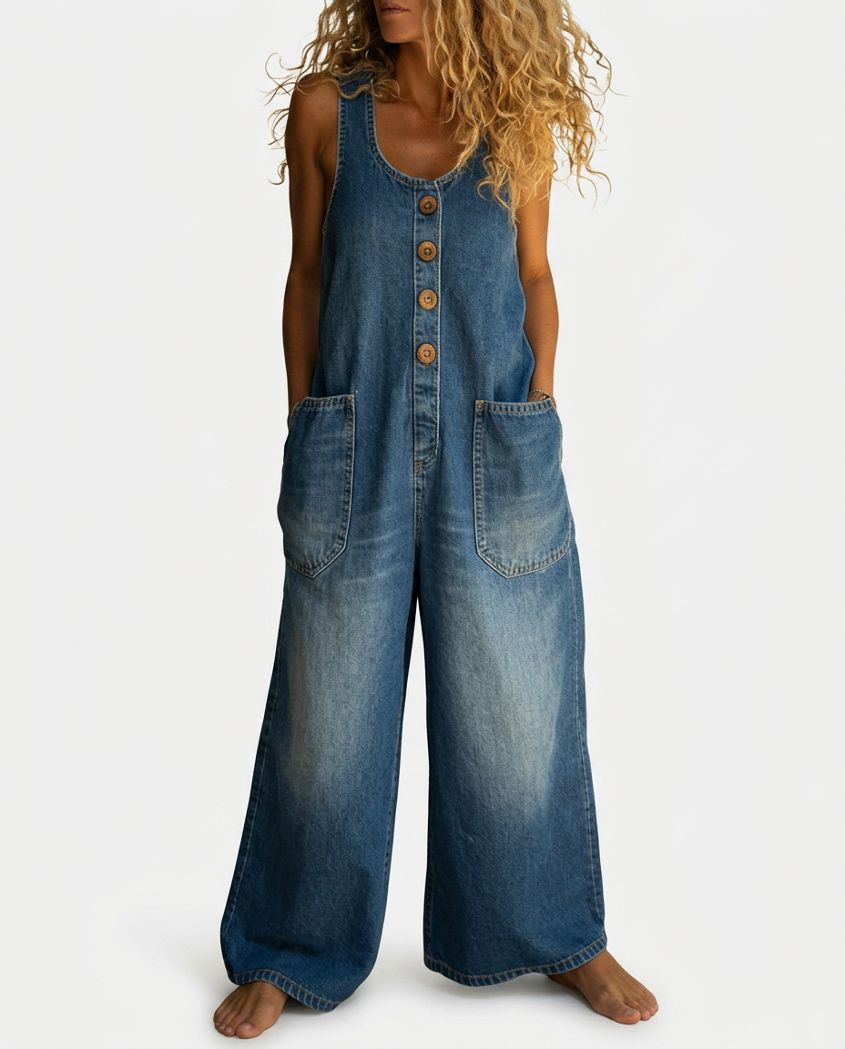 Lison | Salopette en denim coton lavé vintage