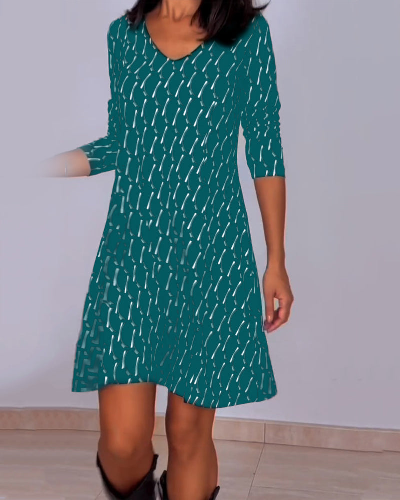 Robe col V imprimé losanges