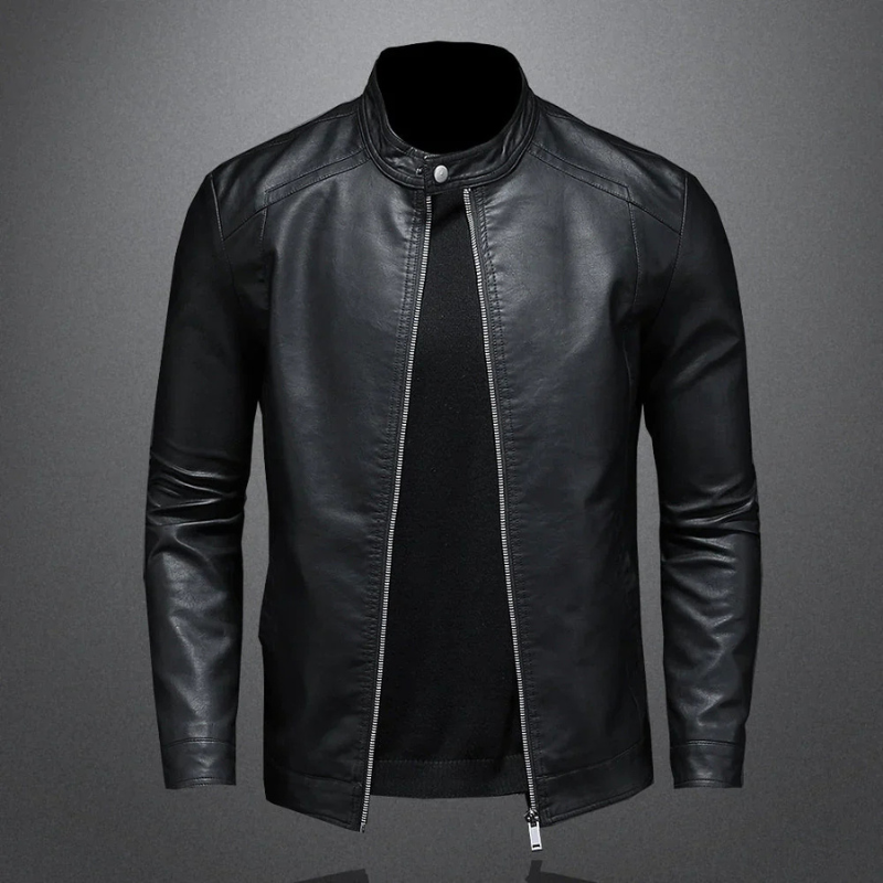 Matteo | Veste de motard noire imperméable coupe slim pour homme