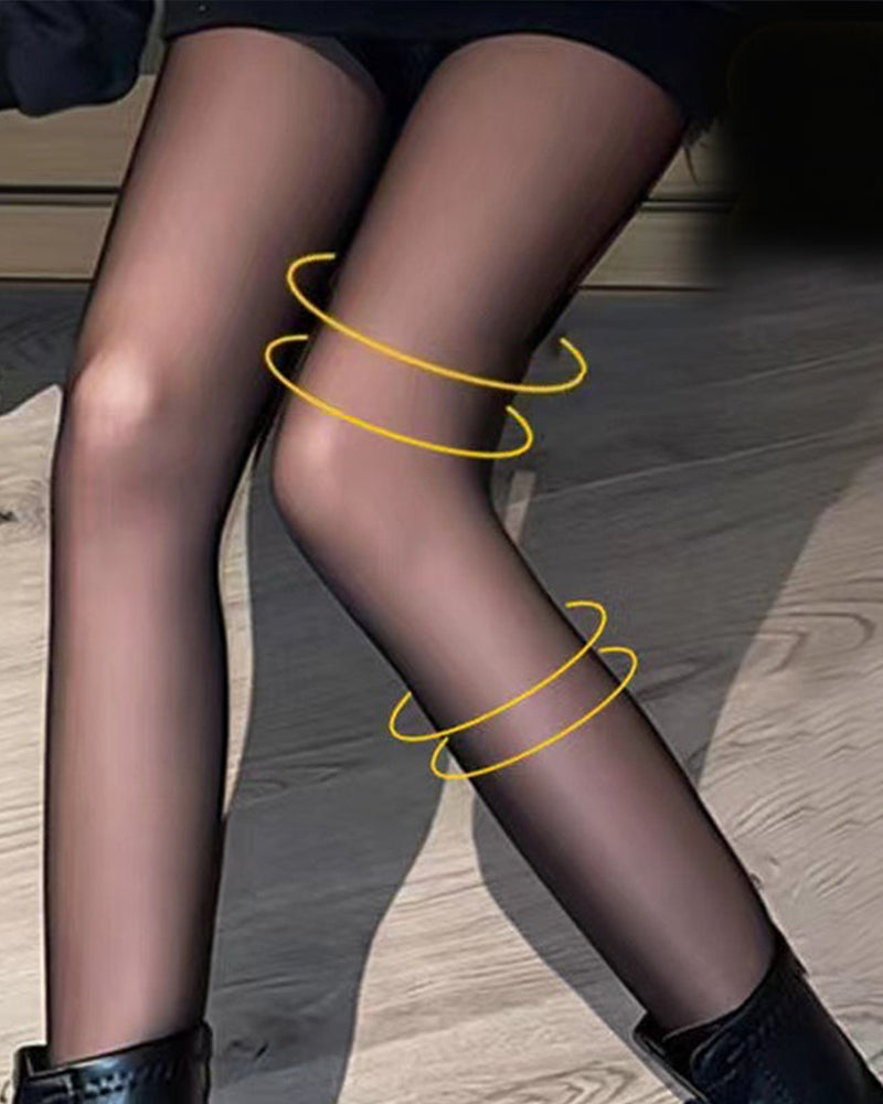 Collants élastiques doublés de peluche chaude translucide pour jambes impeccables
