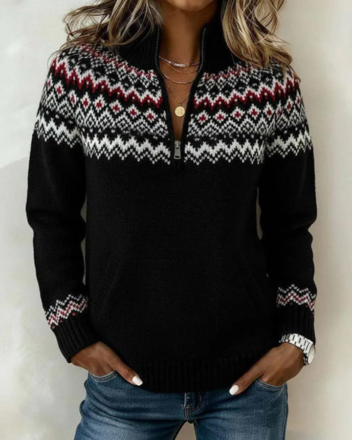 Pull Vintage Demi-Zippé Col