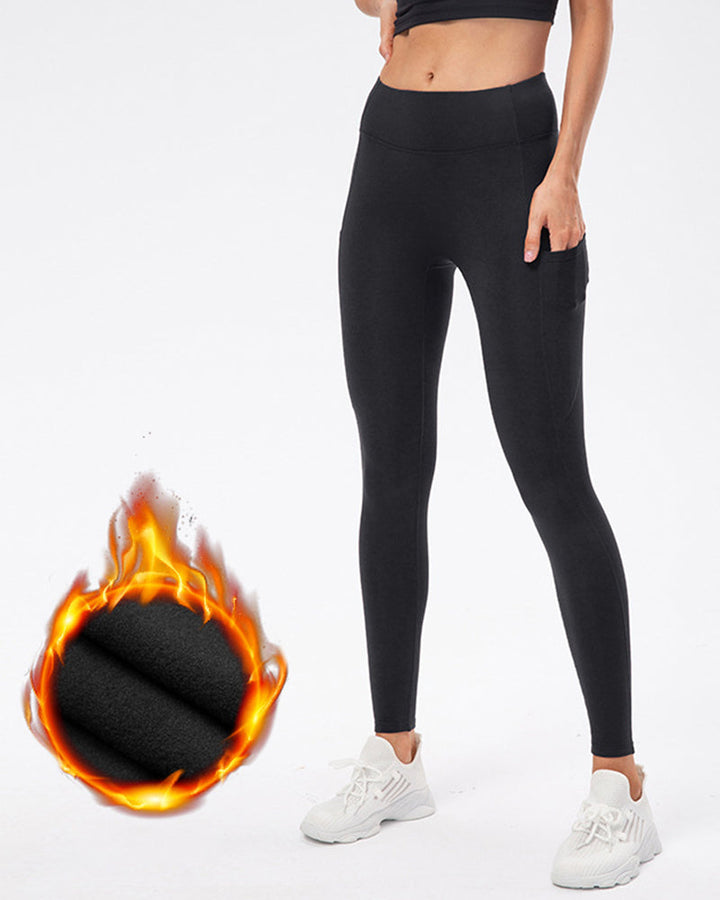 Legging de couleur unie avec poches en polaire