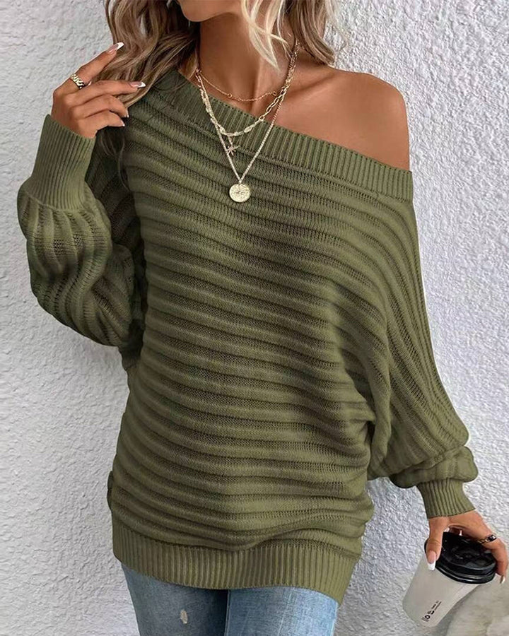 Pull côtelé décontracté de couleur unie