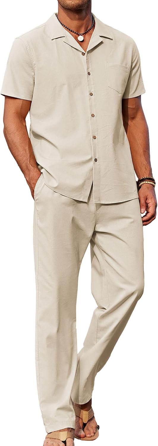 Ensemble chemise pantalon - Bleu clair et blanc