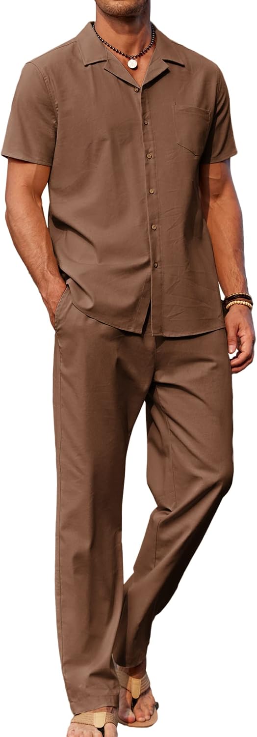 Ensemble chemise pantalon - Kaki et blanc