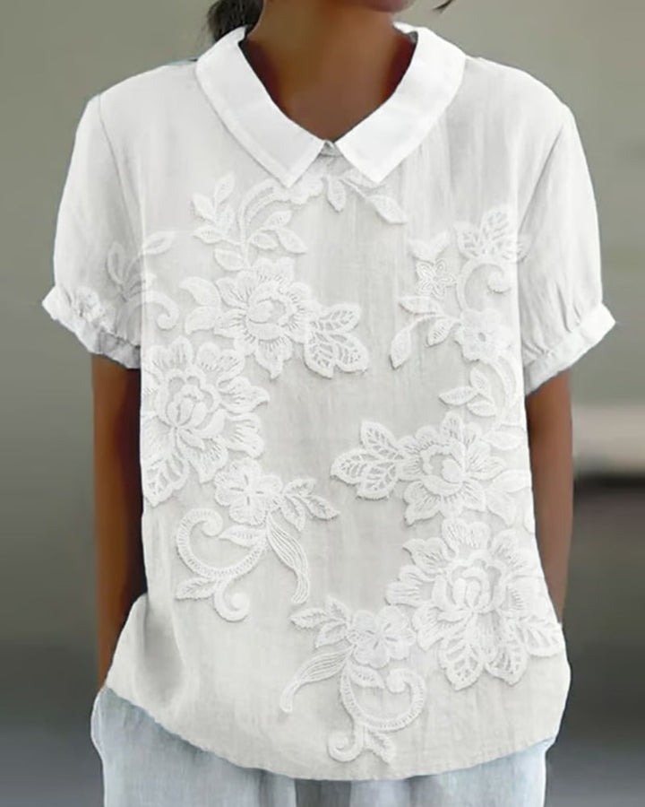 Blouse Avec Col Imprimé Uni