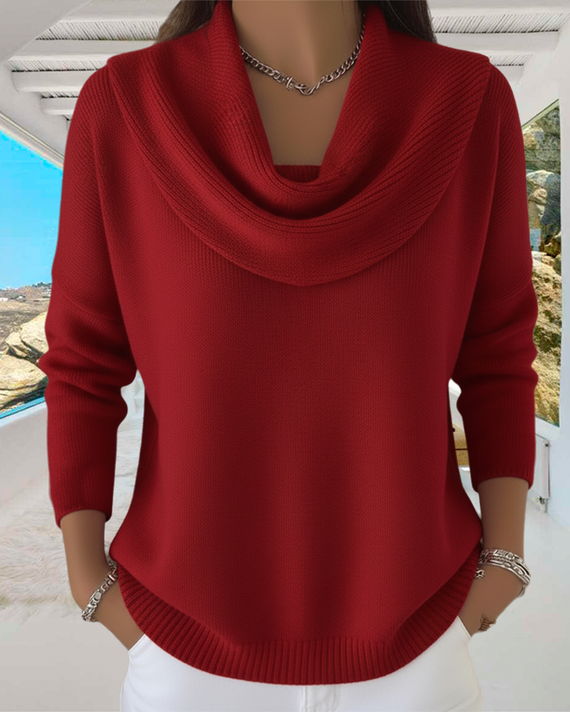 Pull Uni Col en Pile Pullover