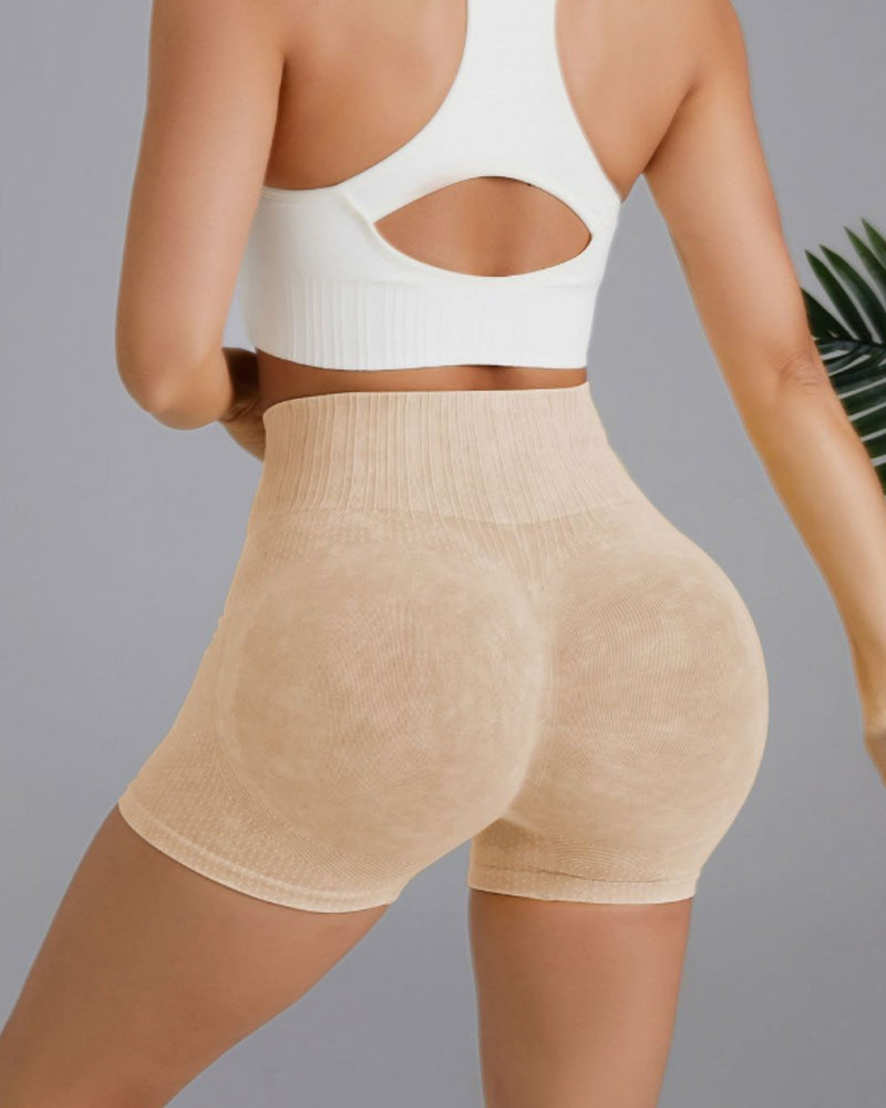 Short taille haute simple de couleur unie
