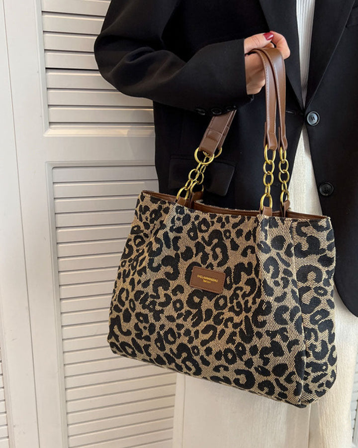 Sac porté épaule imprimé léopard