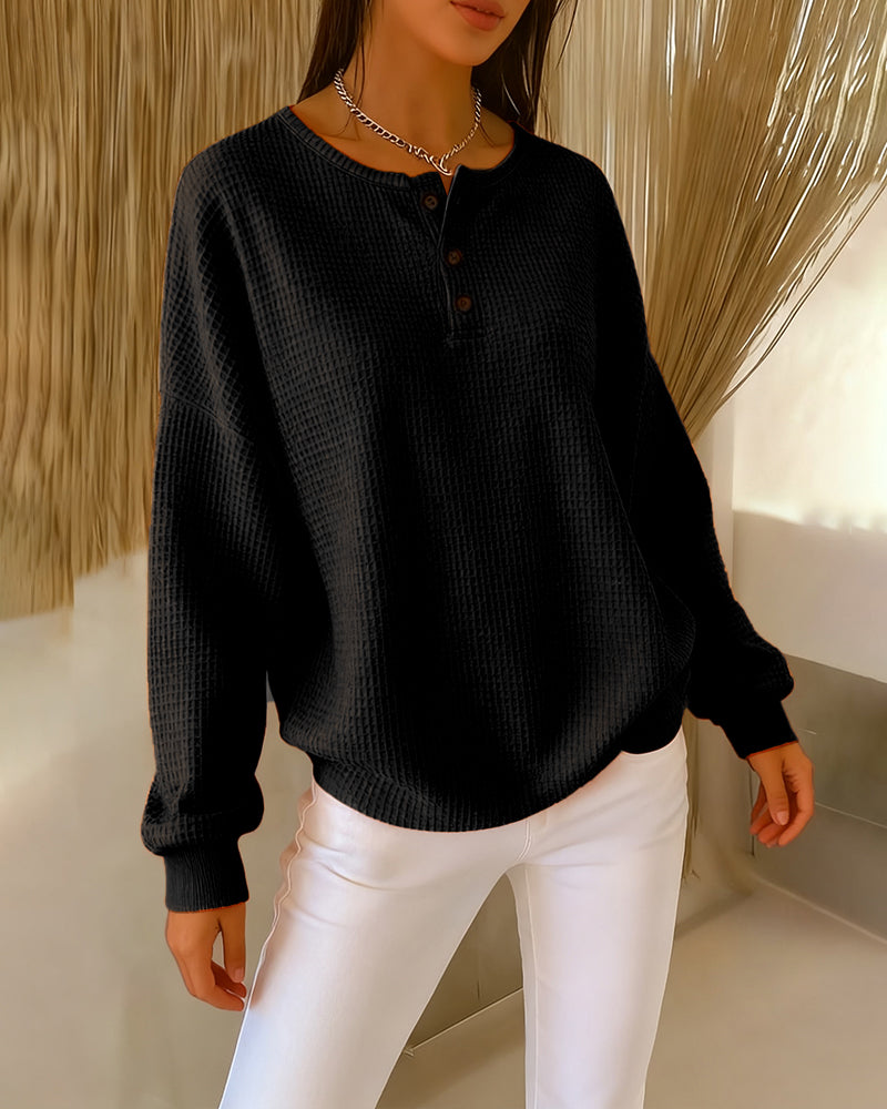 Sweat Tendance Décontracté Uni À Manches Longues