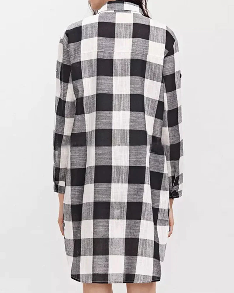 Chemise à manches longues avec imprimé à carreaux