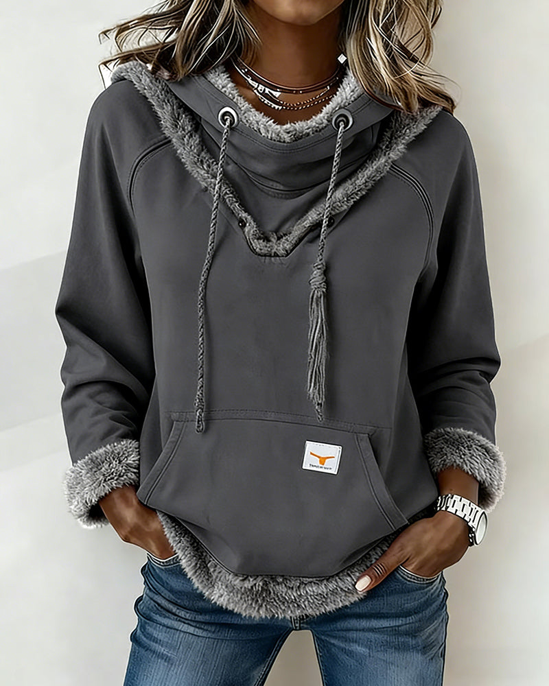 Sweat À Manches Longues À Détails Patchwork Et Poche