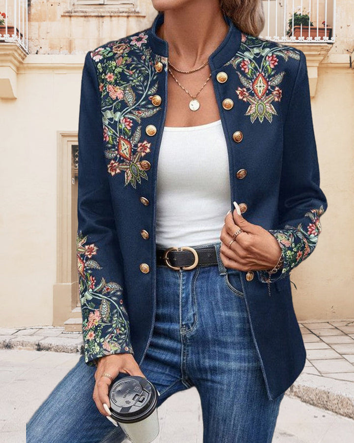 Costume élégant imprimé à double boutonnage