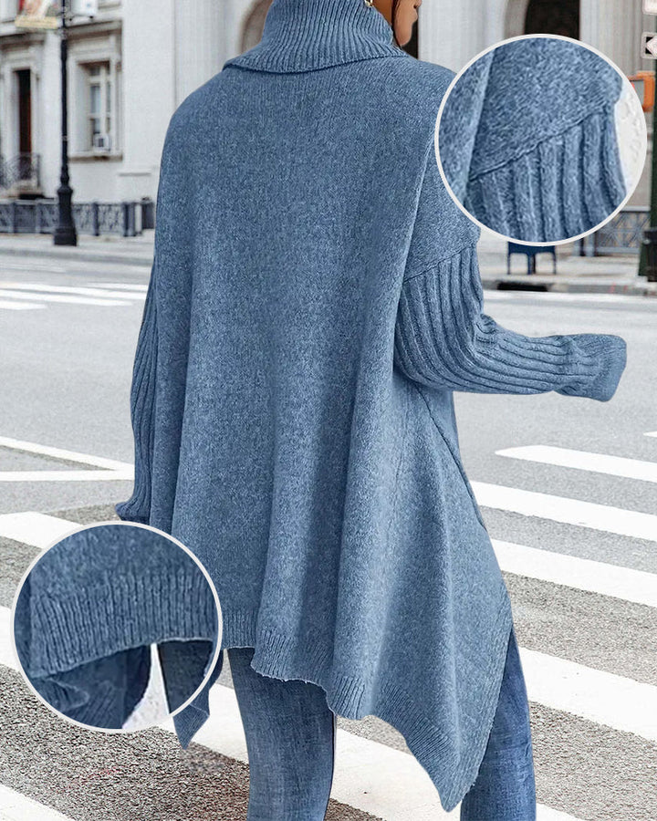 Pull Ample à Col Montant Asymétrique
