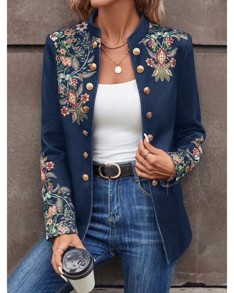 Costume élégant imprimé à double boutonnage