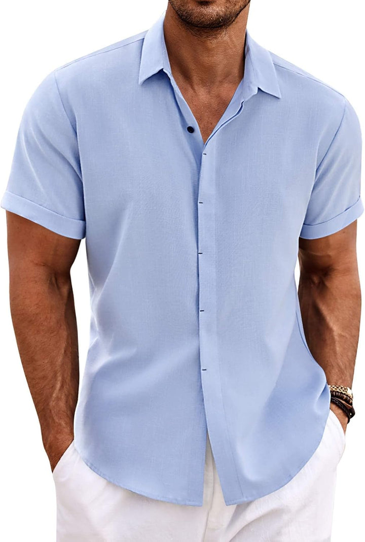 Chemise manches courtes - Bleu gris fonce