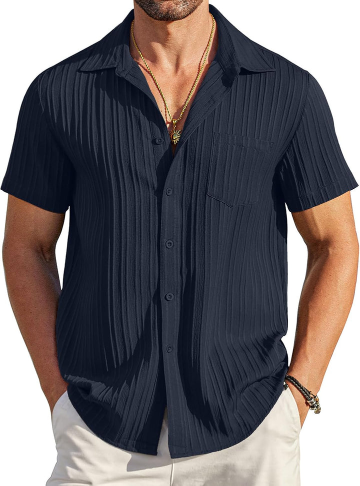 Chemise texturee a poche - Indigo