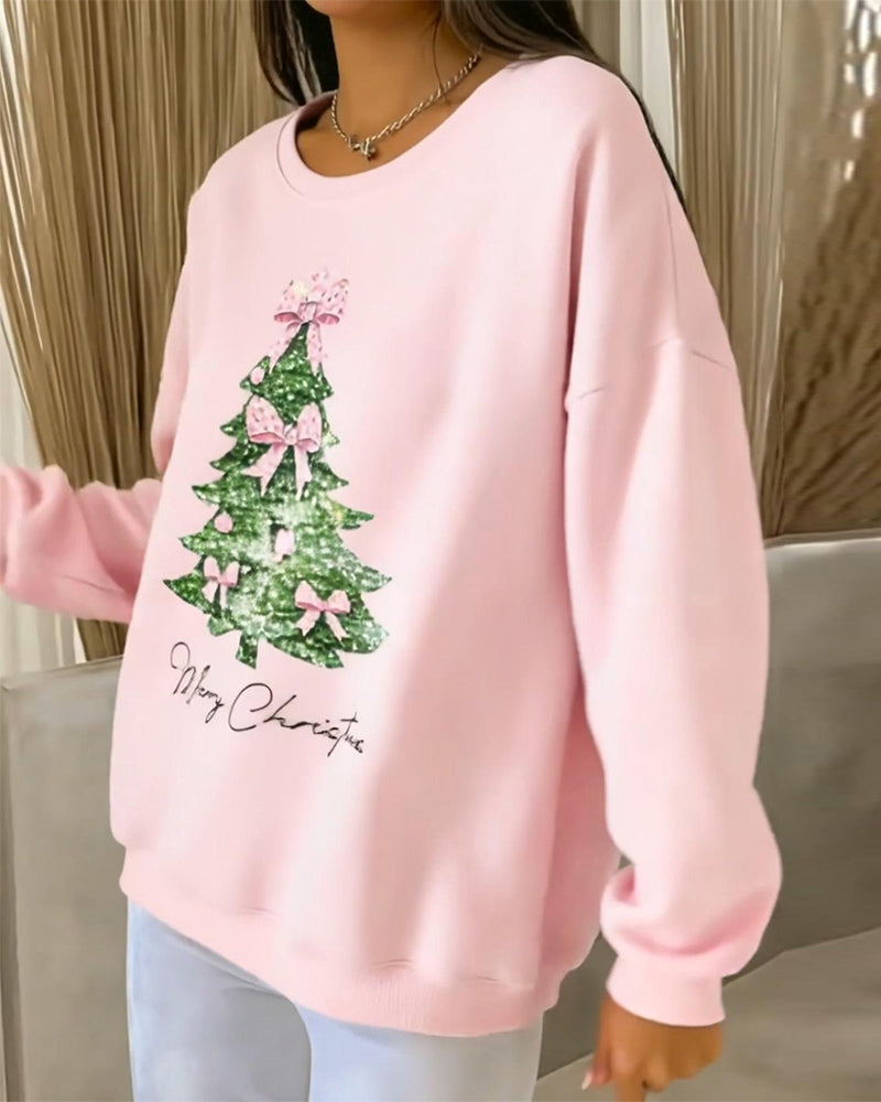 Sweat À Col Rond Manches Longues Imprimé Noël