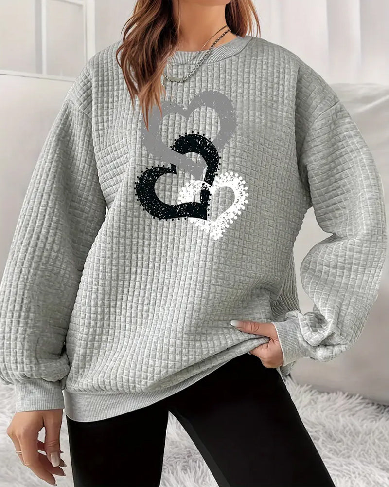 Sweatshirt À Manches Longues Avec Motif Cœur