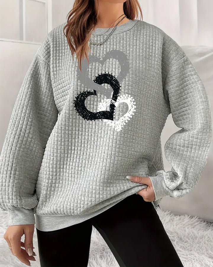 Sweatshirt À Manches Longues Avec Motif Cœur