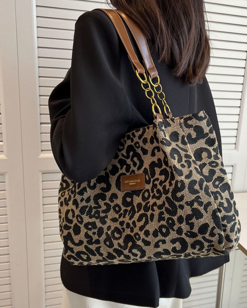 Sac porté épaule imprimé léopard