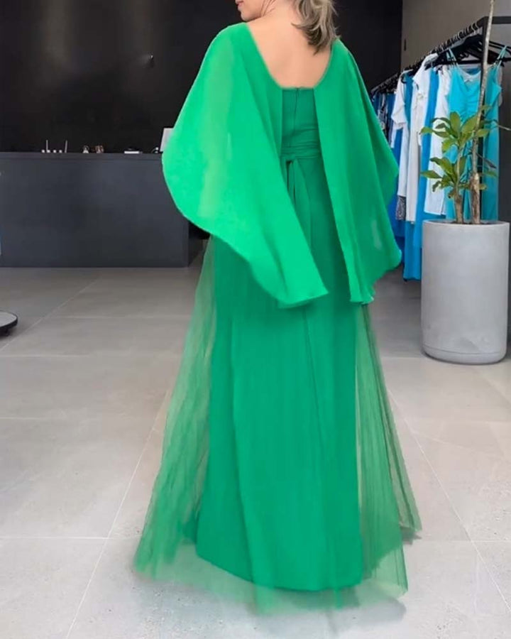 Robe longue à col rond et ligne A
