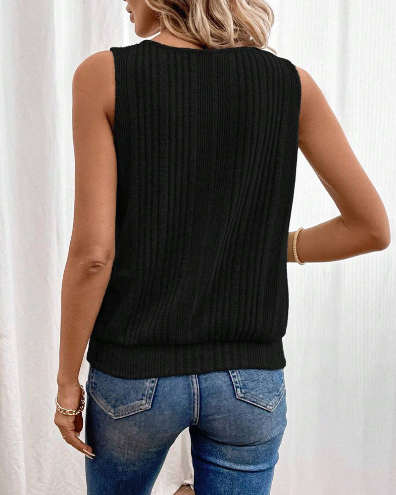 Tank Top avec Un Cou Carré et un Design Texturé