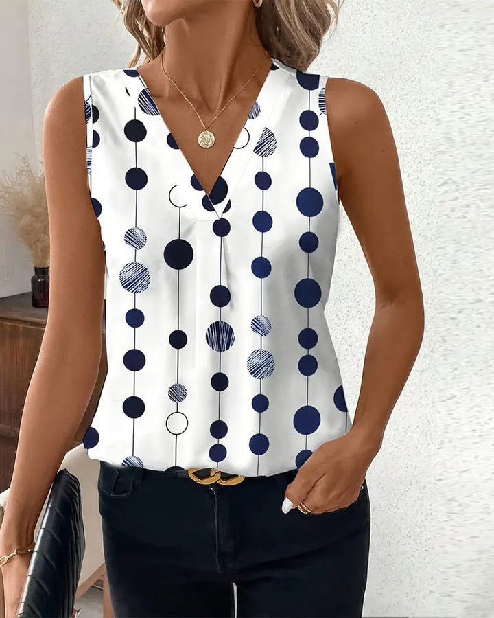 T-shirt décontracté à pois sans manches