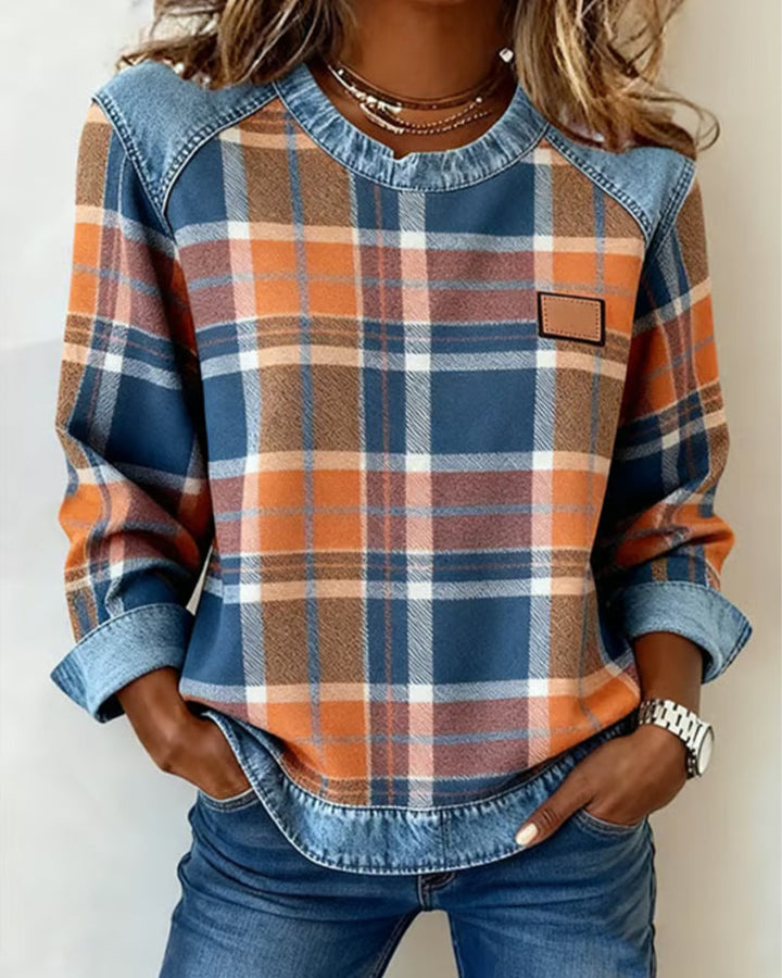 Sweat Tendance À Motif Patchwork À Carreaux