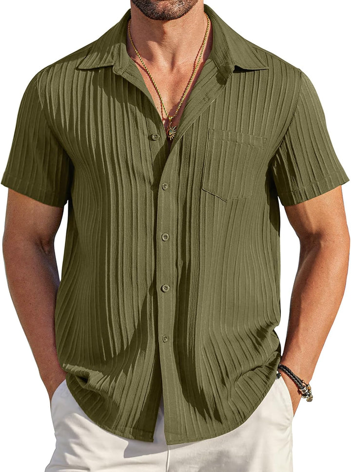 Chemise texturee a poche - Vert armee