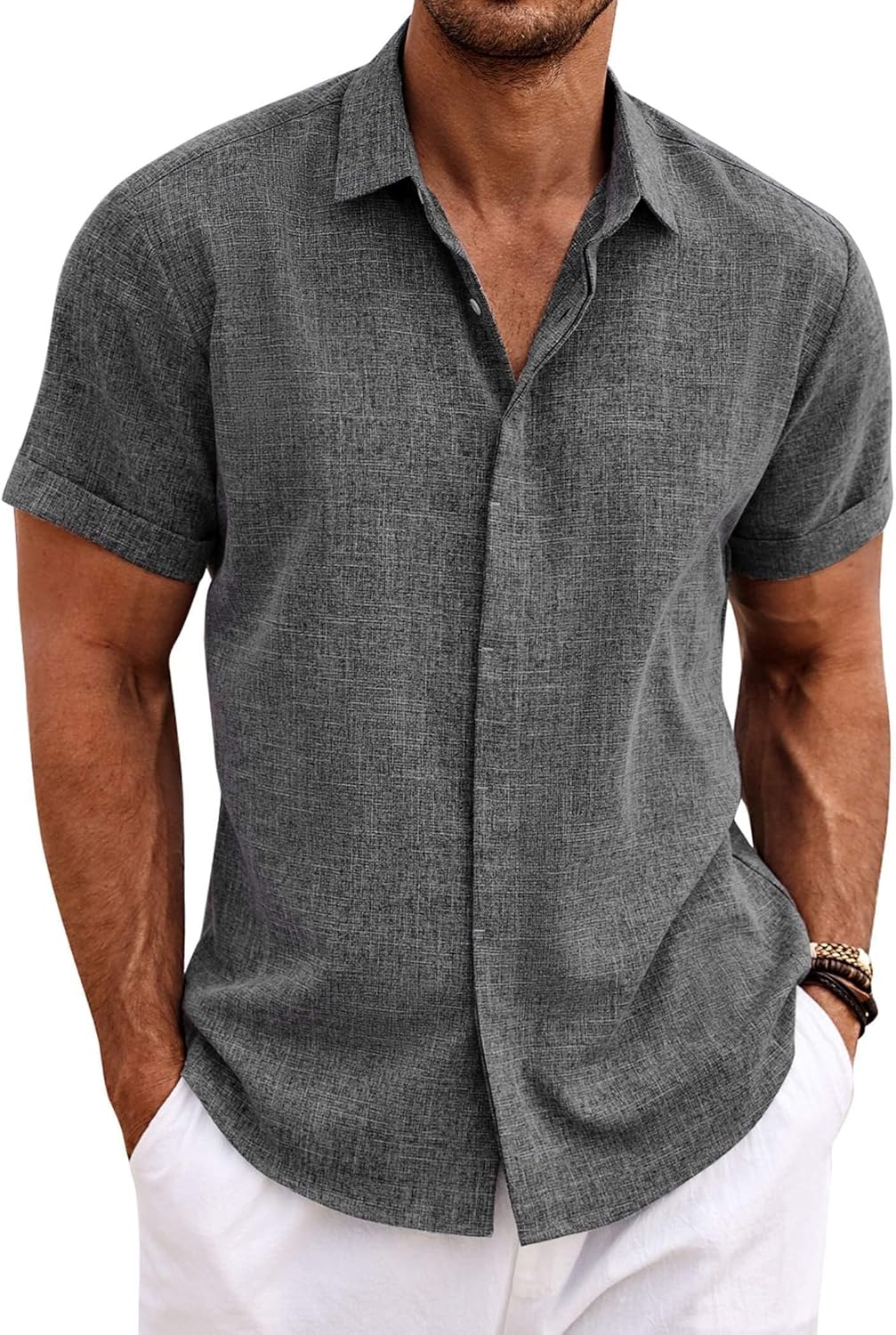 Chemise manches courtes - Bleu denim clair