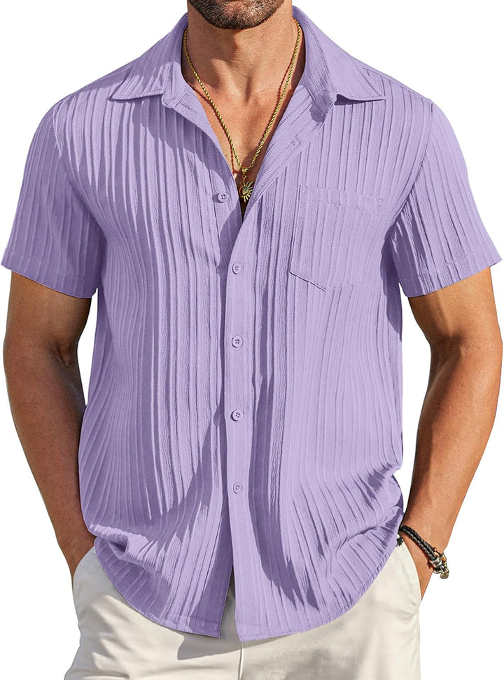Chemise texturee a poche - Violet clair