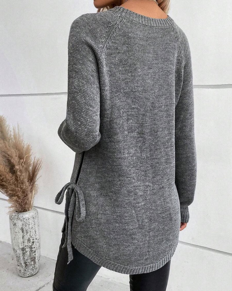 Pull Avec Manches Raglan Et Design De Nœud Latéral